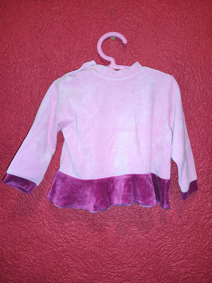 LubawA Toddler Girls Floral Embroidered Velour Sweatshirt Top – Size 92 (18-24 Months)