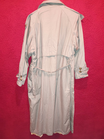Vintage 80s/90s OZONO Beige Oversized Trench Coat | Double-Breasted Long Duster (Size L/XL)