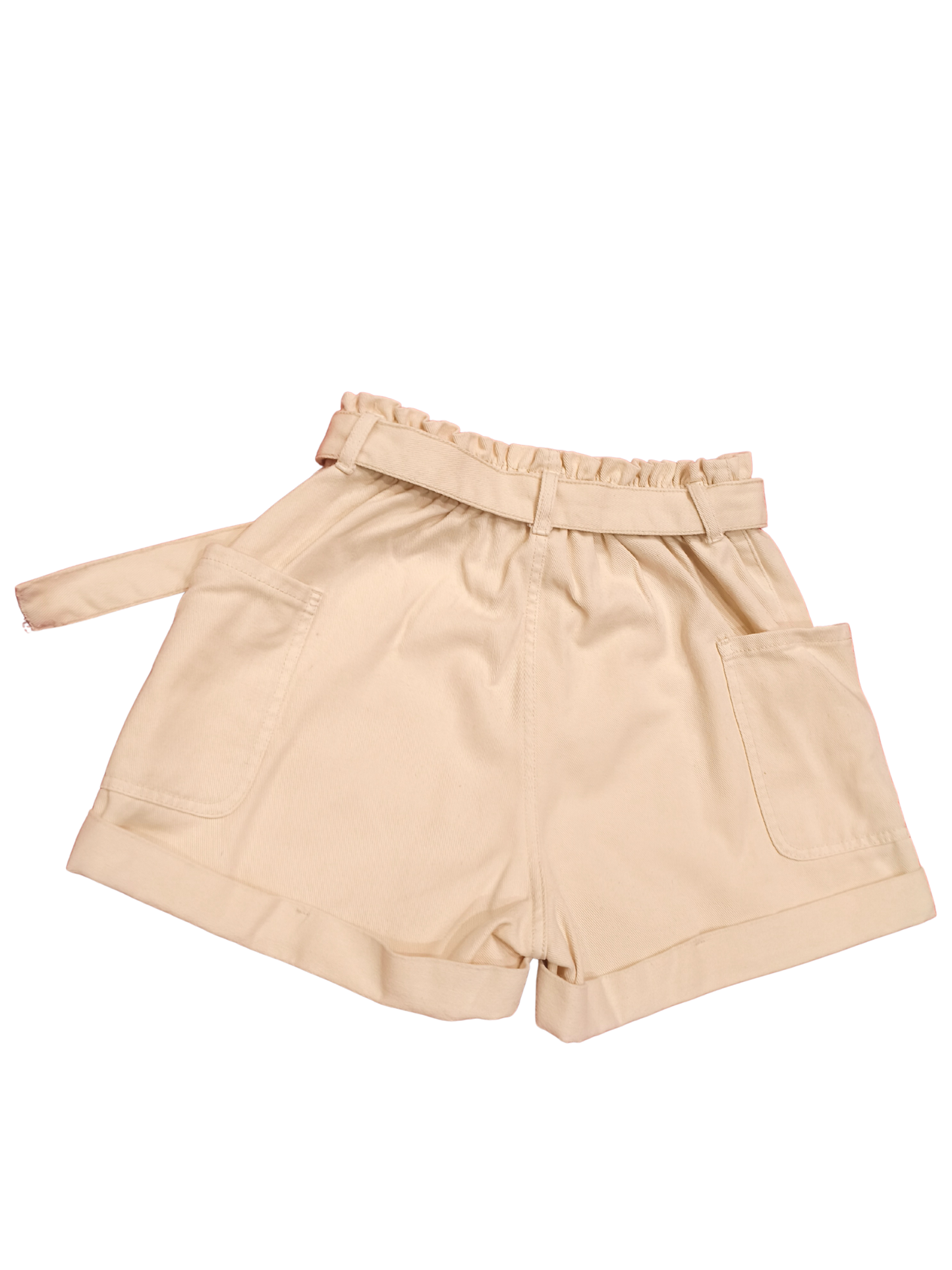 Cropp Denim High-Waisted Cargo Shorts Cream Off-White Paperbag Waist Size 36/S