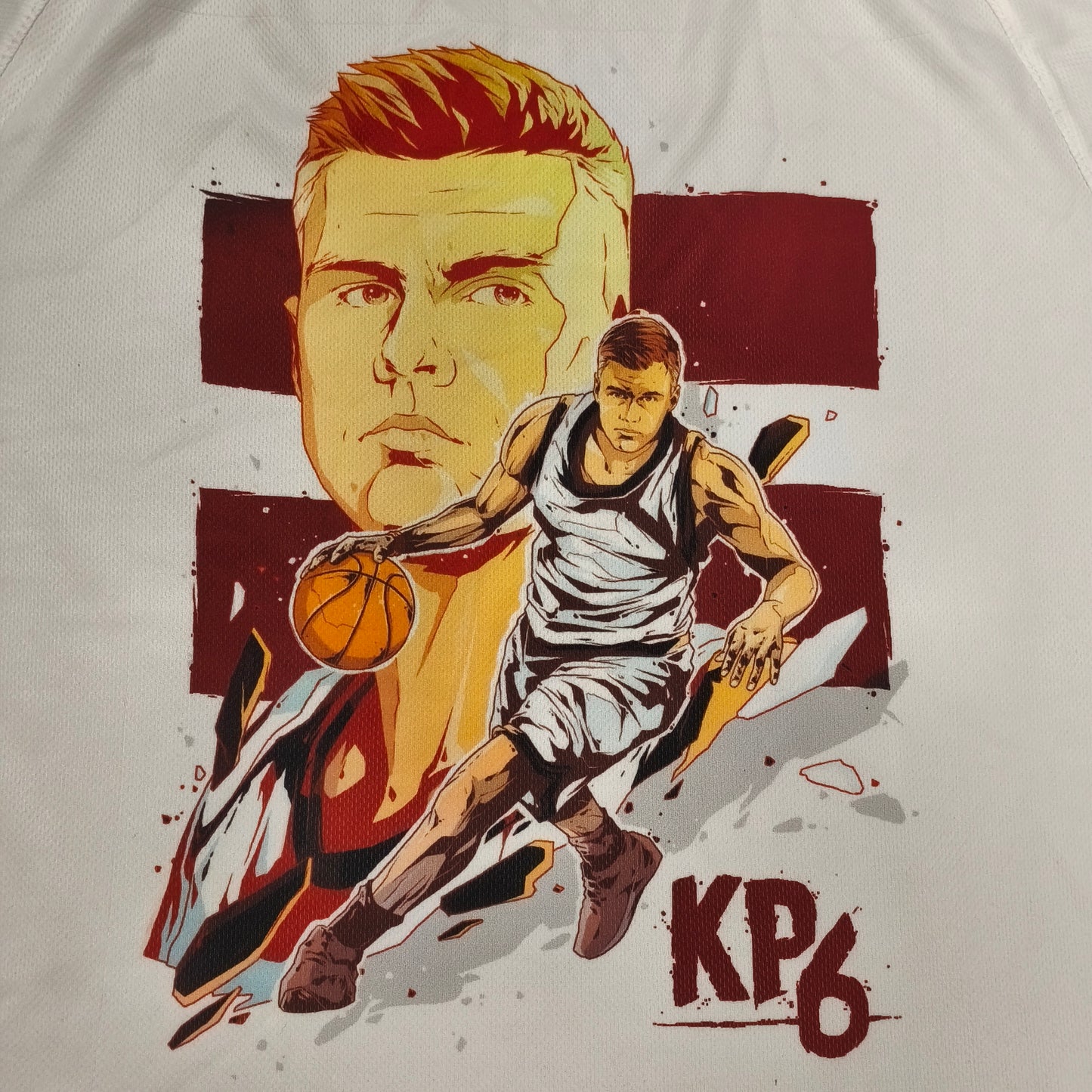 SOL'S Kristaps Porzingis KP6 Latvia Basketball T-Shirt Size XS White Graphic
