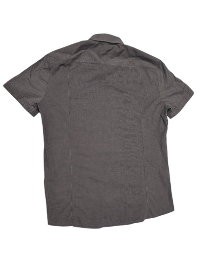 HUGO Hugo Boss Slim Line Men's Shirt L Short Sleeve Micro Check Navy Blue White