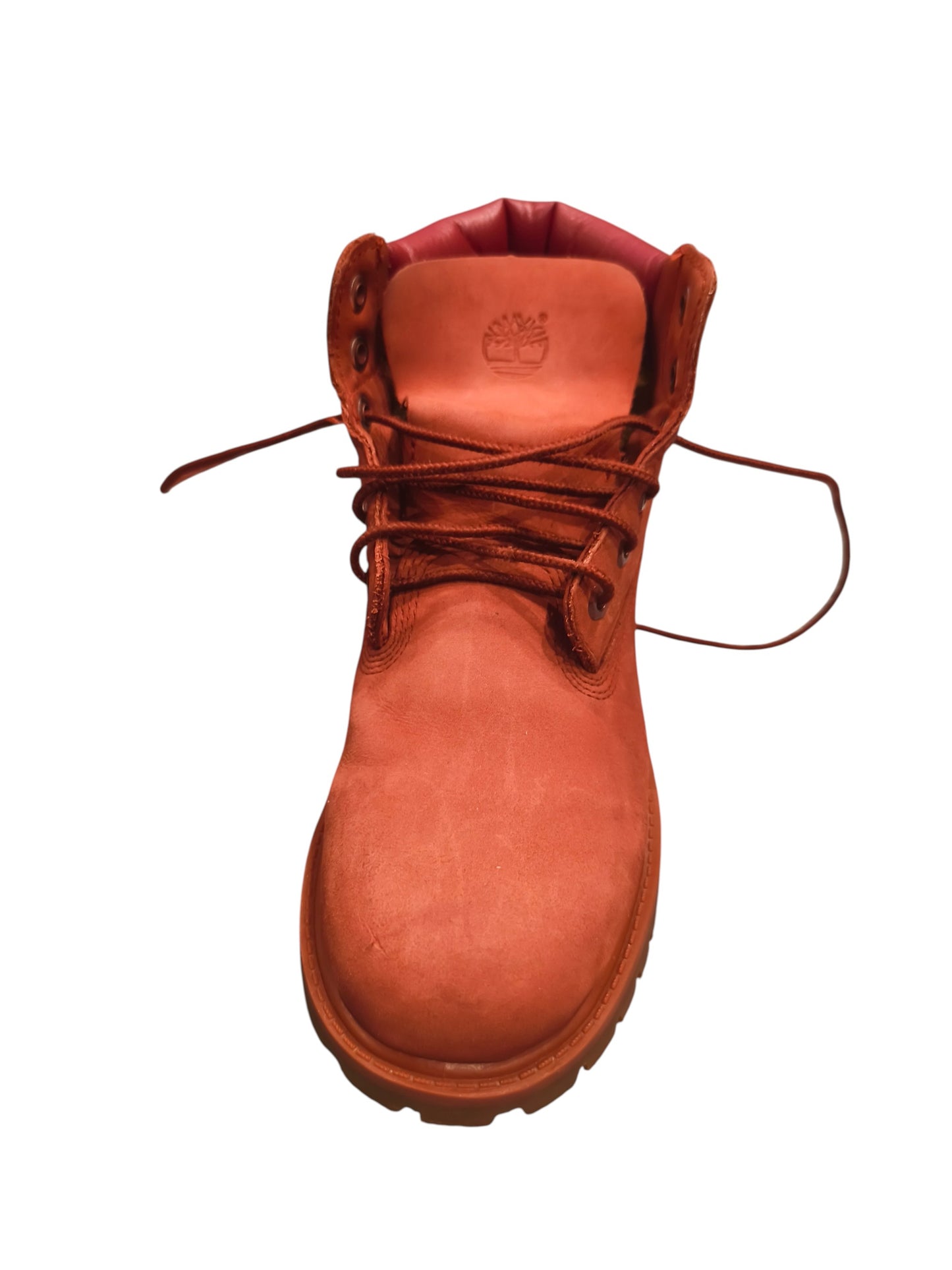 Timberland 6" Premium Waterproof Boots Red Nubuck Youth Size 2 US A14TE Kids