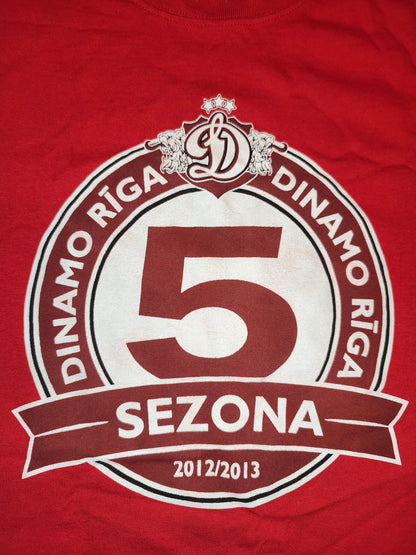 Vintage Dinamo Riga KHL 5th Season (2012/2013) Fan T-Shirt – Red (Size XXL)