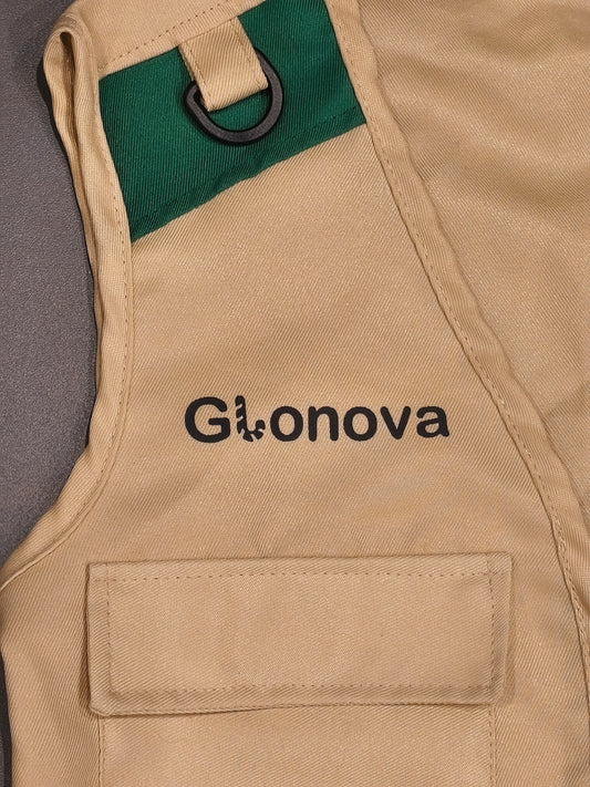 Glonova Kids Outdoor Explorer Safari Cargo Vest | Beige / Green | Size 3–7 Years