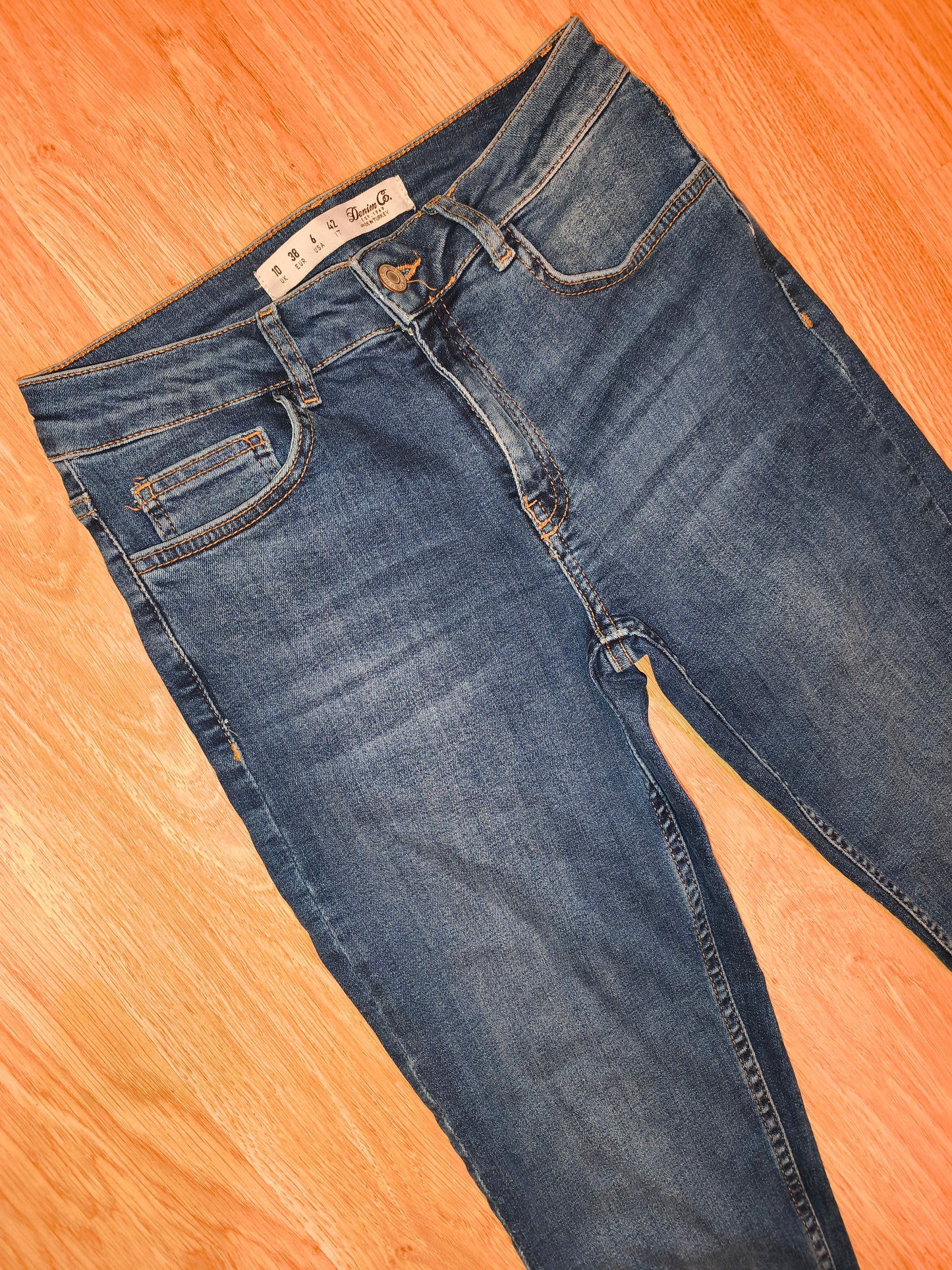 Denim Co. Women’s Blue Skinny Jeans with Pearl Embellishment - UK Size 10