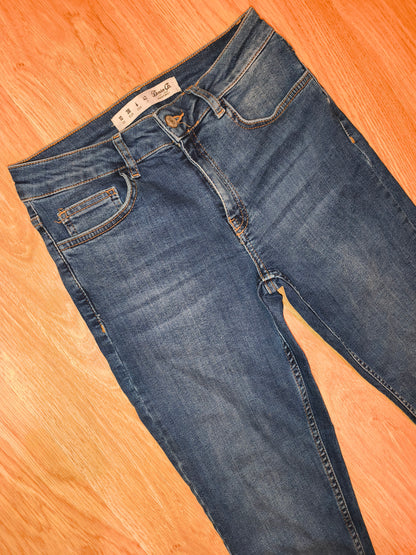 Denim Co. Women’s Blue Skinny Jeans with Pearl Embellishment - UK Size 10