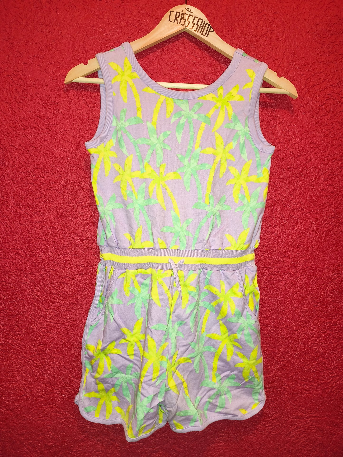 Monsoon Girls Lilac Palm Tree Print Playsuit / Romper – Size 12-13 Years