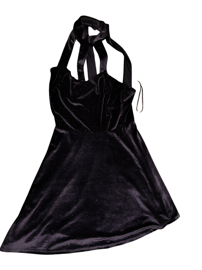 COAST Black Sparkle Velvet Halter Dress UK 8 US 4 Fit & Flare Wedding Party