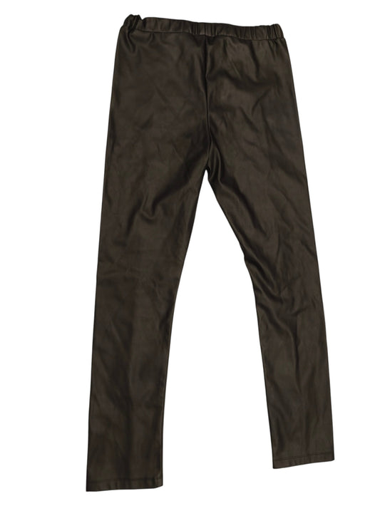 DESTINATION Girls Faux Leather Leggings Black Size 158 Split Hem Slim Fit