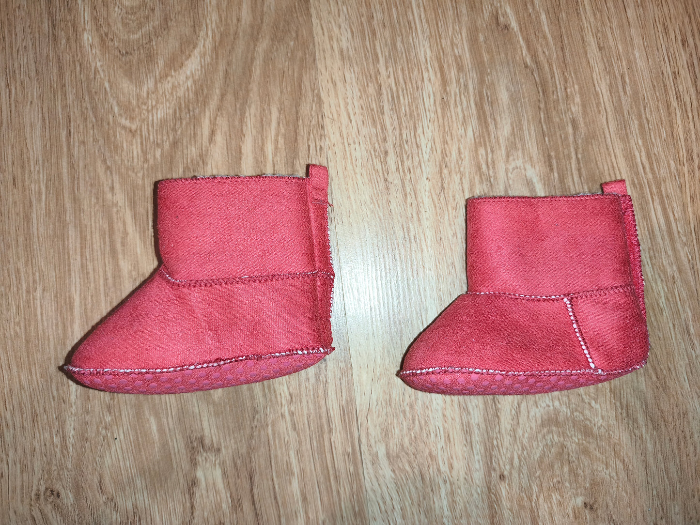 Baby Pink Faux Suede Winter Booties – Warm Fleece Lined (6–9 Months)