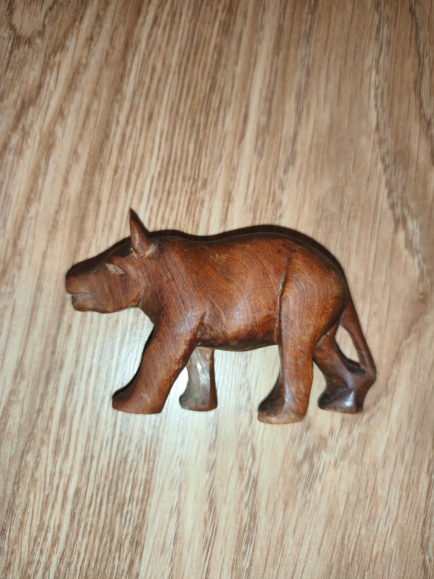 Vintage Hand-Carved Wooden Hippopotamus Figurine | Retro Wooden Animal Statue