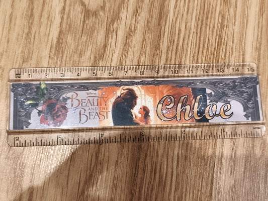 Disney Beauty and the Beast Personalized 15cm Clear Plastic Ruler – Name "Chloe"