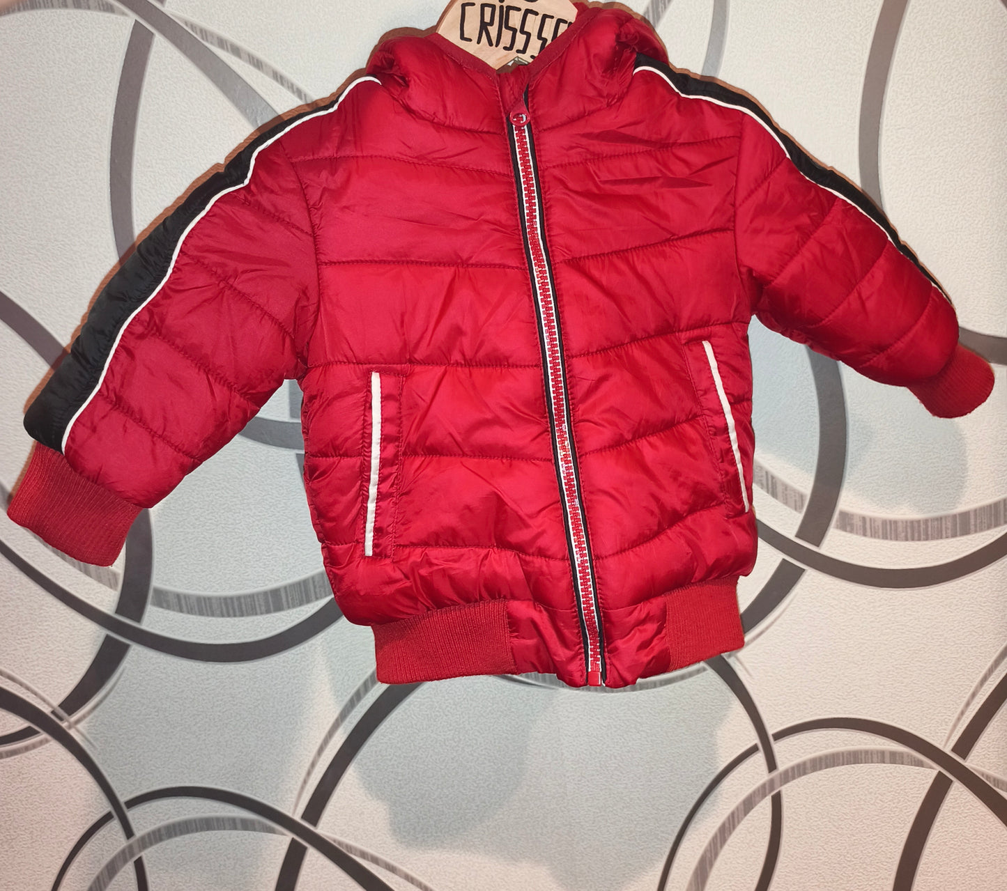 Minoti Baby Boys Red Hooded Puffer Jacket – Size 9-12 Months / 74-80 cm