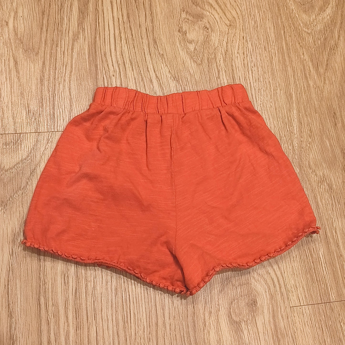 Next Baby Orange Shorts 9-12 Months Cotton Elastic Waist Pom Pom Trim