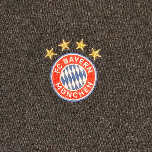 FC Bayern Munich Polo Shirt Mens Size L Charcoal Grey Cotton Embroidered Crest