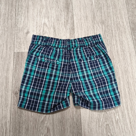Only Kids Baby Boys Plaid Shorts Size 3/6M Green Navy Blue Elastic Waist