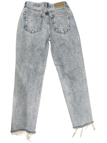 Pull&Bear High Waisted Distressed Mom Jeans Light Wash Blue Size 4 / 36 / 26