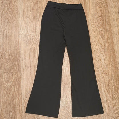 Girls Black Crossover Waist Flare Leggings Yoga Pants Size 12-13Y Stretch