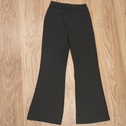Girls Black Crossover Waist Flare Leggings Yoga Pants Size 12-13Y Stretch