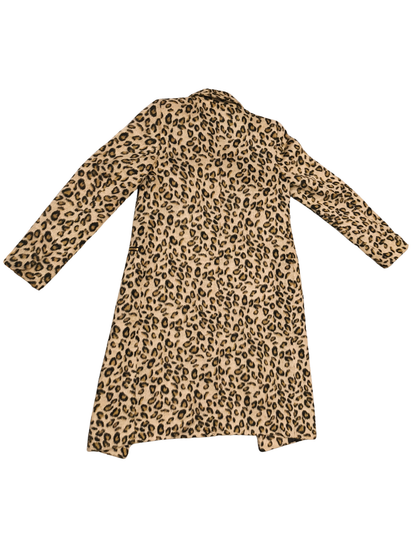 Primark Leopard Print Faux Fur Coat Women’s Size 6 Zip Pockets Longline Jacket