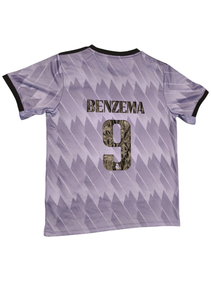 Real Madrid 2022-23 Away Jersey Benzema #9 Purple - Size Medium - adidas