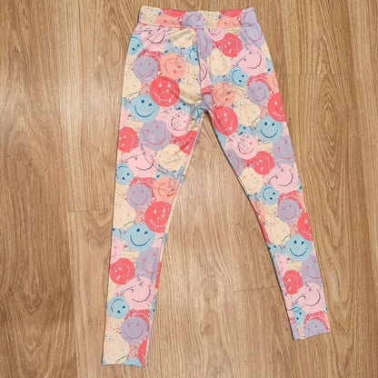 Next Girls Smiley Face Print Leggings Multicolor Stretch Pants Size 12 Yrs 152cm
