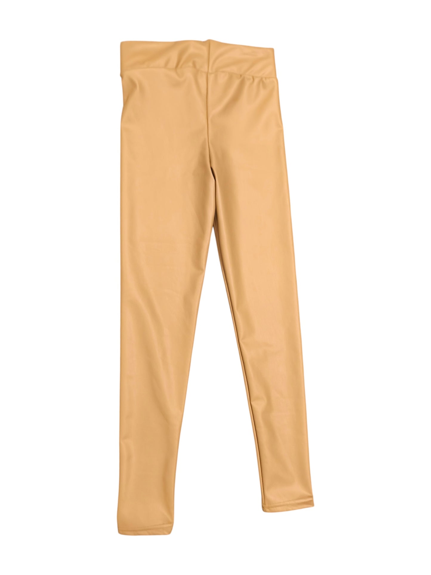 Chamur National Faux Leather Leggings Tan Beige Matte High Waist Stretch Small