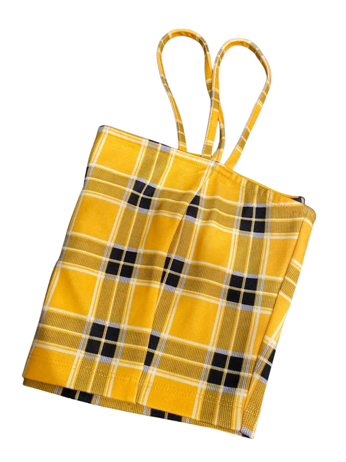 H&M Divided Yellow Plaid Crop Top Size Small S Tartan Check Camisole 90s Style