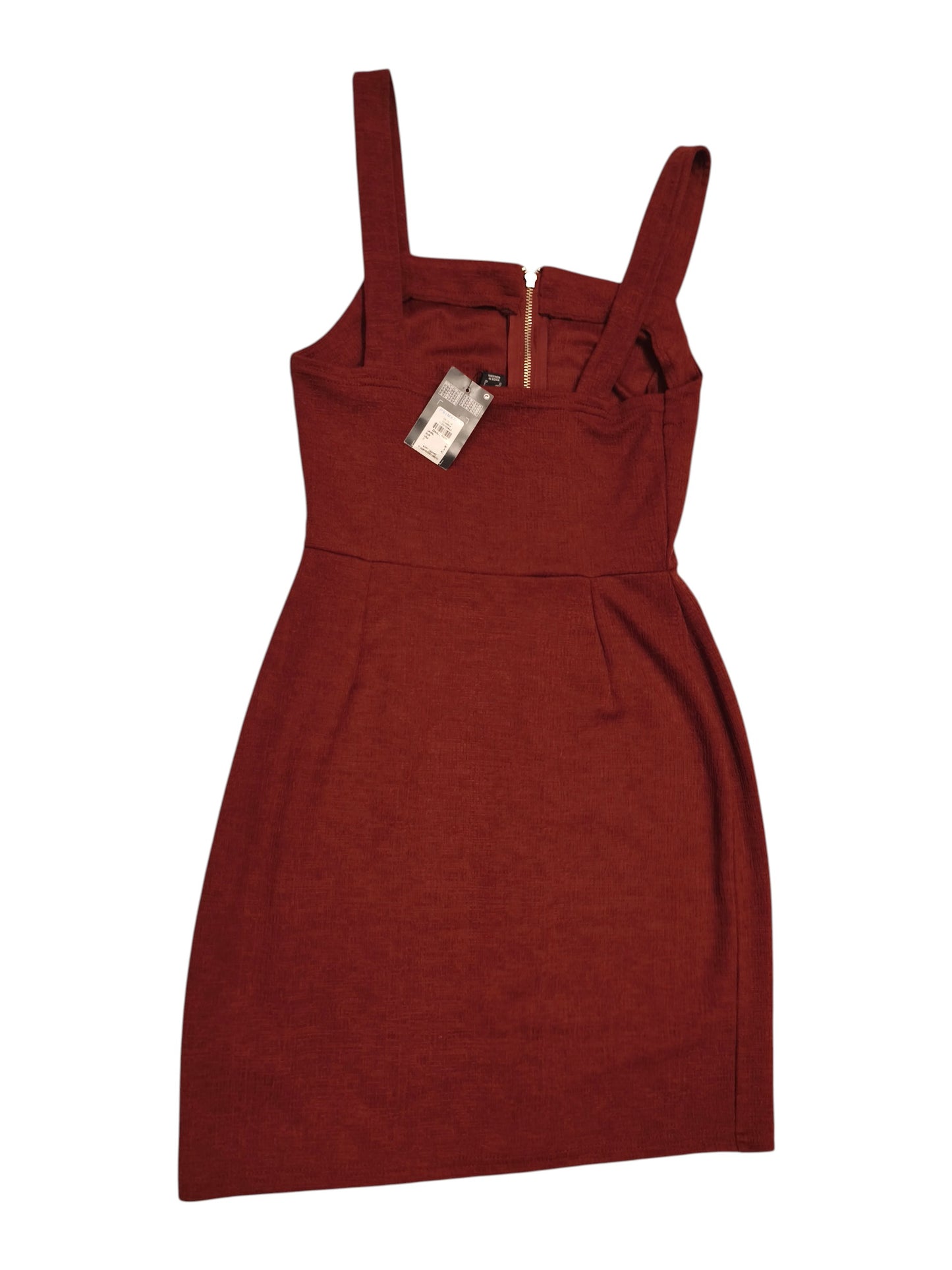 Primark Burgundy Pinafore Dress Size 10 Zip Front Bodycon Mini Wine Red Retro