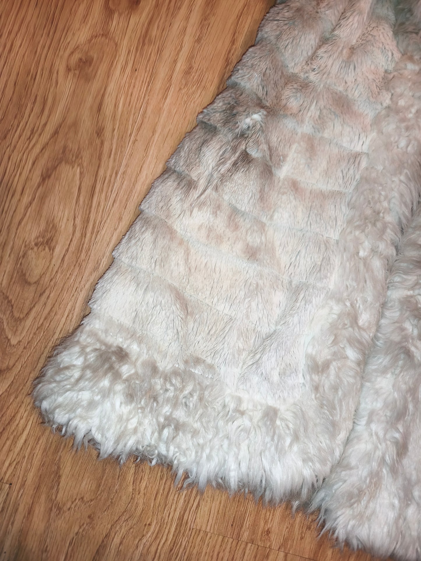 Vintage Fellymoon Tiered Faux Fur Hooded Vest - Alphabet Satin Lining (Size XXL)