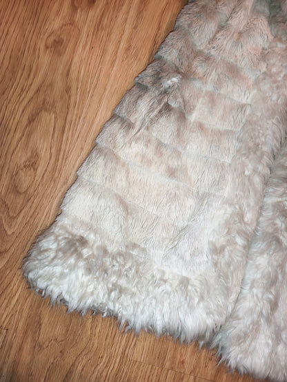 Vintage Fellymoon Tiered Faux Fur Hooded Vest - Alphabet Satin Lining (Size XXL)