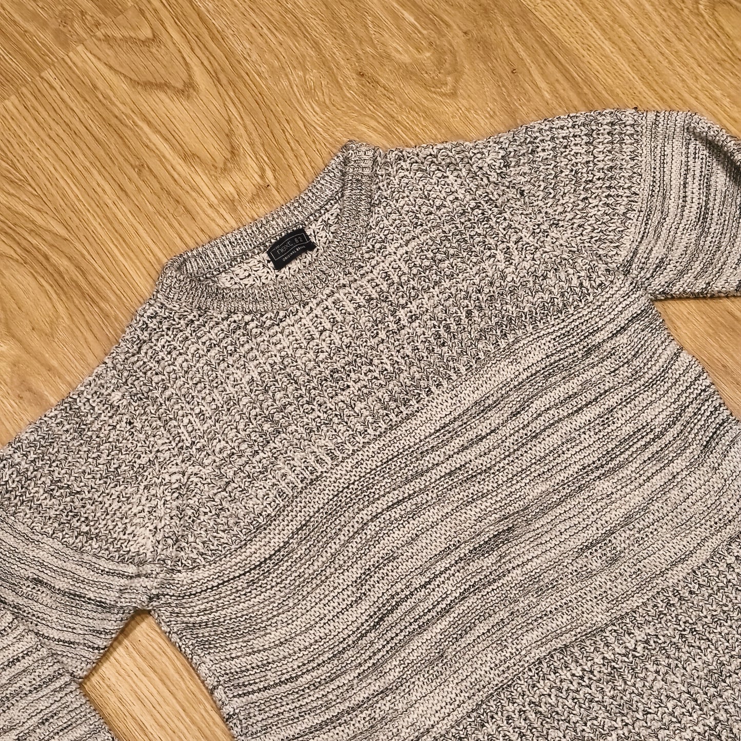 Next Boys Jumper Sweater Grey Black Marl Chunky Knit Crew Neck Age 11 146cm