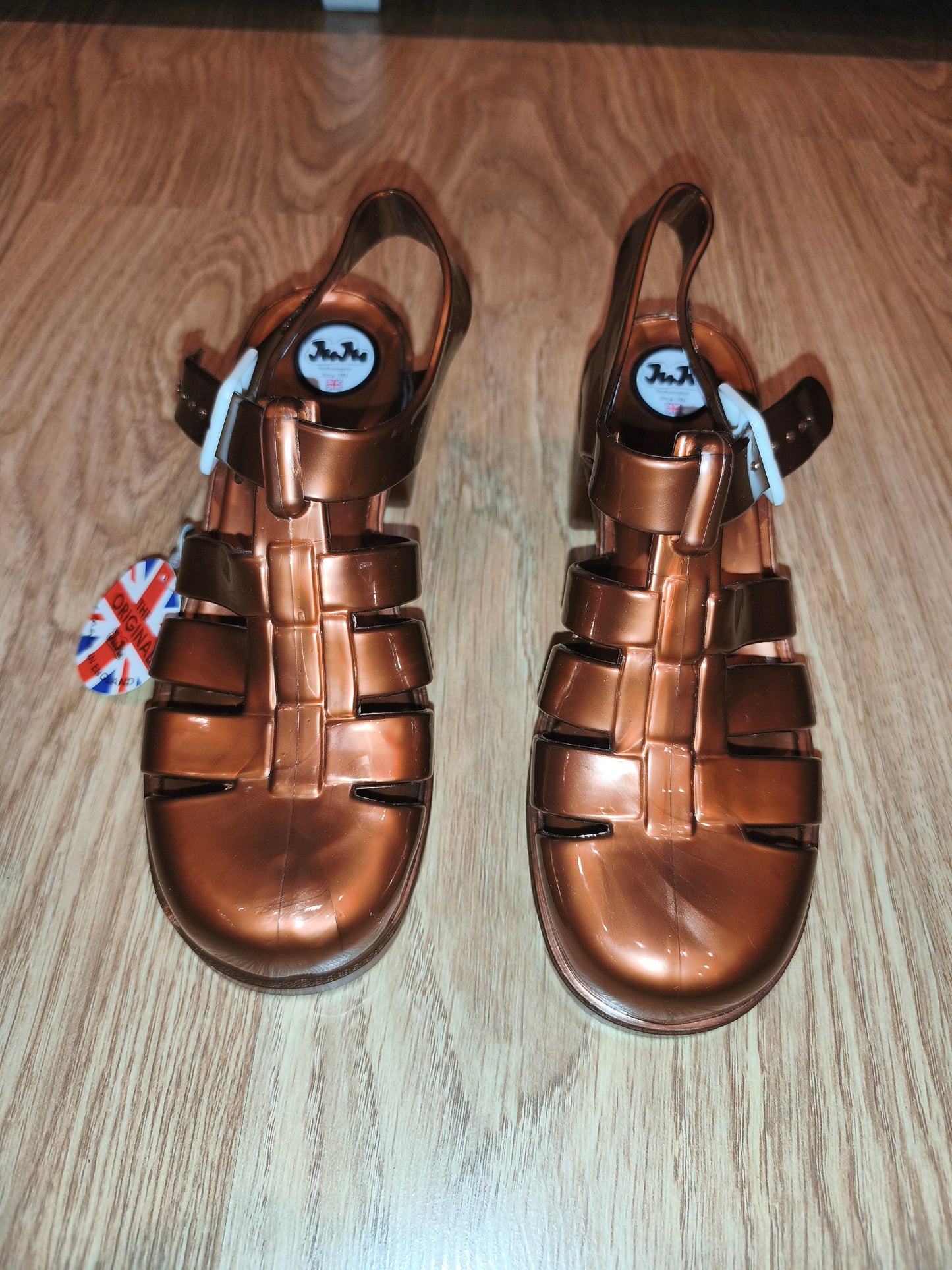 JuJu Original Maxi Heeled Jelly Sandals Bronze Metallic | UK 5 EU 38 US 7 | New