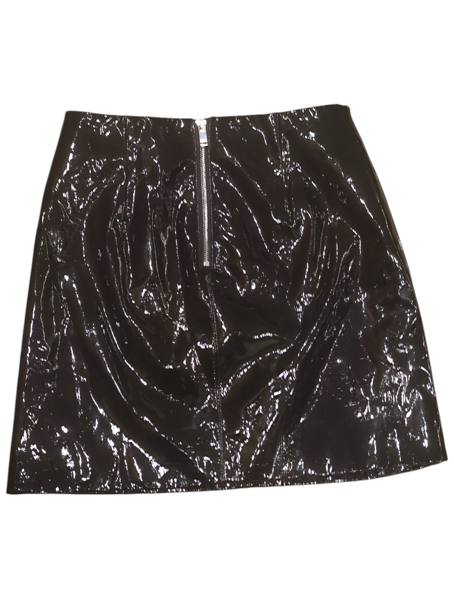 Gina Tricot Black Patent Faux Leather Mini Skirt - Size 34 (XS) - Shiny Vinyl PU