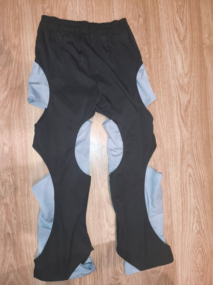 Unbranded Two-Tone Avant-Garde Curved Cutout Pants – Black / Grey – Size M