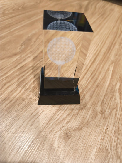 Vintage 3D Laser Etched Crystal Golf Trophy – Caudwell Children Celebrity Golf Classic 2016 1st Place Team Award