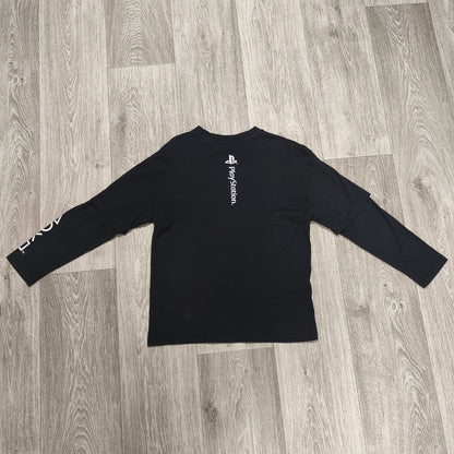 ZARA Boys PlayStation Long Sleeve T-Shirt Size 10 140 Black Double Layer Gaming