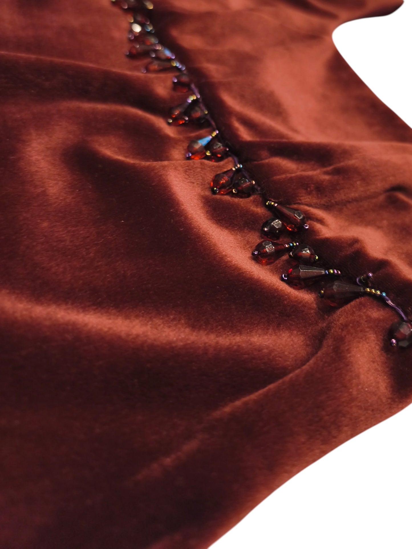 Rare VTG Forever 21 Red Velvet Maxi Dress Beaded Empire Waist Y2K Whimsigoth M L