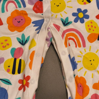 F&F Fred & Flo Floral Rainbow Sun Print Footed Sleepsuit Babygrow | 100% Cotton 2-3Y / 98cm