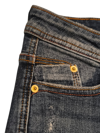 ZARA Premium Denimwear Mid Rise Skinny Jeans Womens Size 4/26 Distressed Hem
