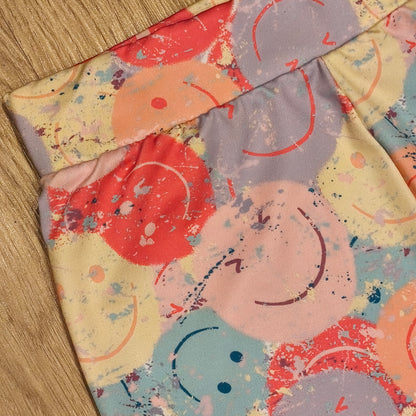 Next Girls Smiley Face Print Leggings Multicolor Stretch Pants Size 12 Yrs 152cm