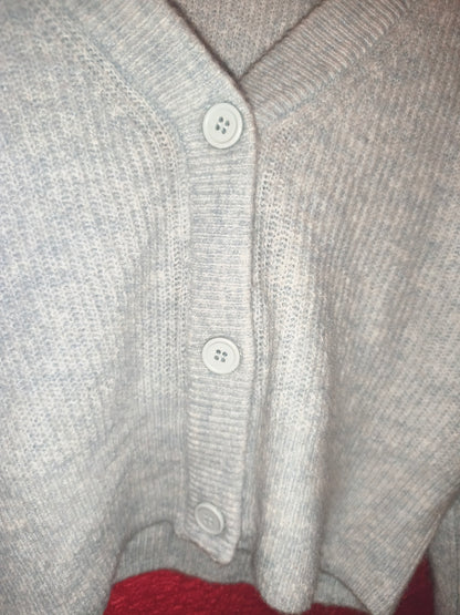 DIVIDED by H&M Light Blue Puff-Sleeve Cropped Cardigan Sweater – Size S