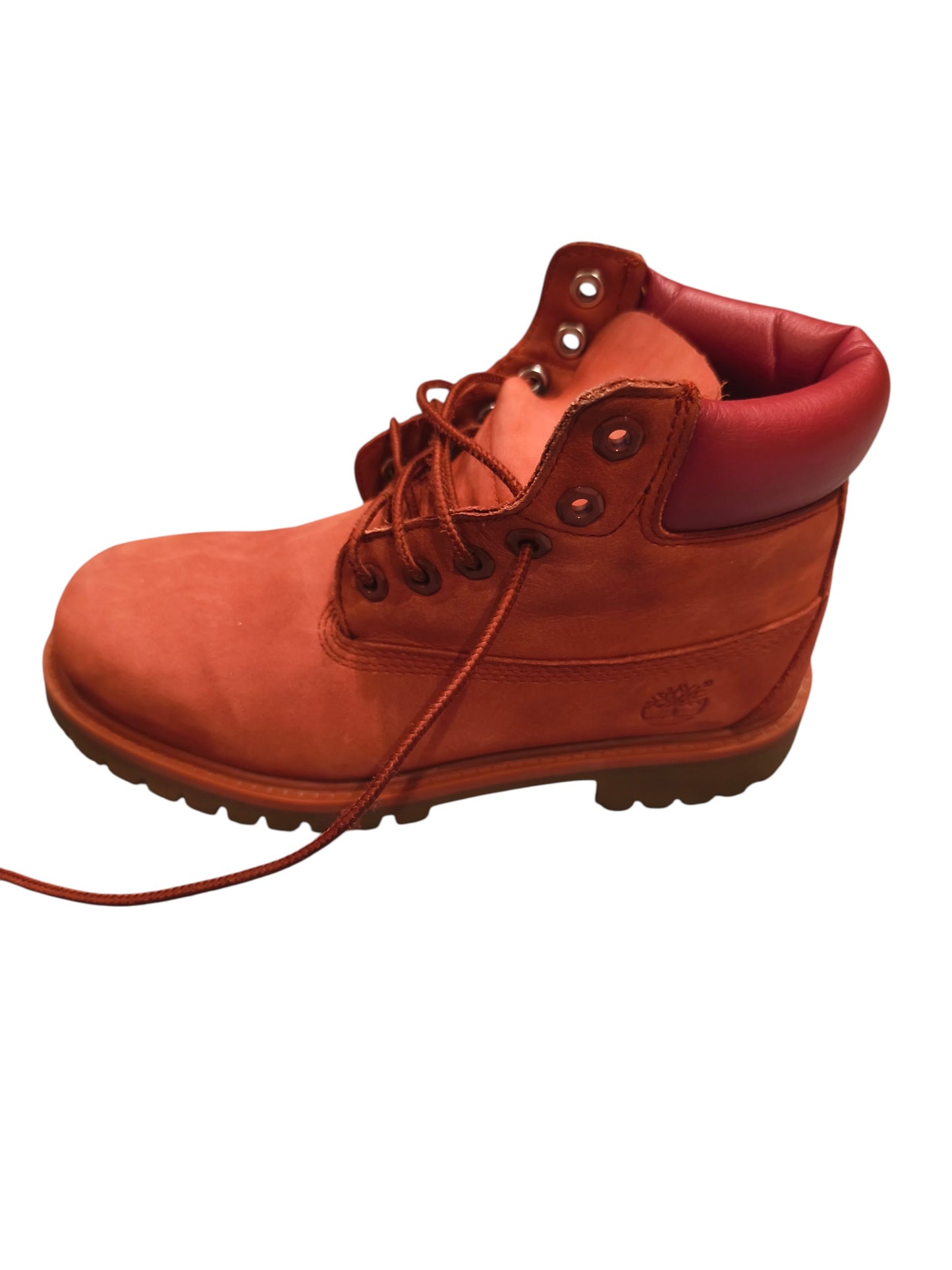 Timberland 6" Premium Waterproof Boots Red Nubuck Youth Size 2 US A14TE Kids