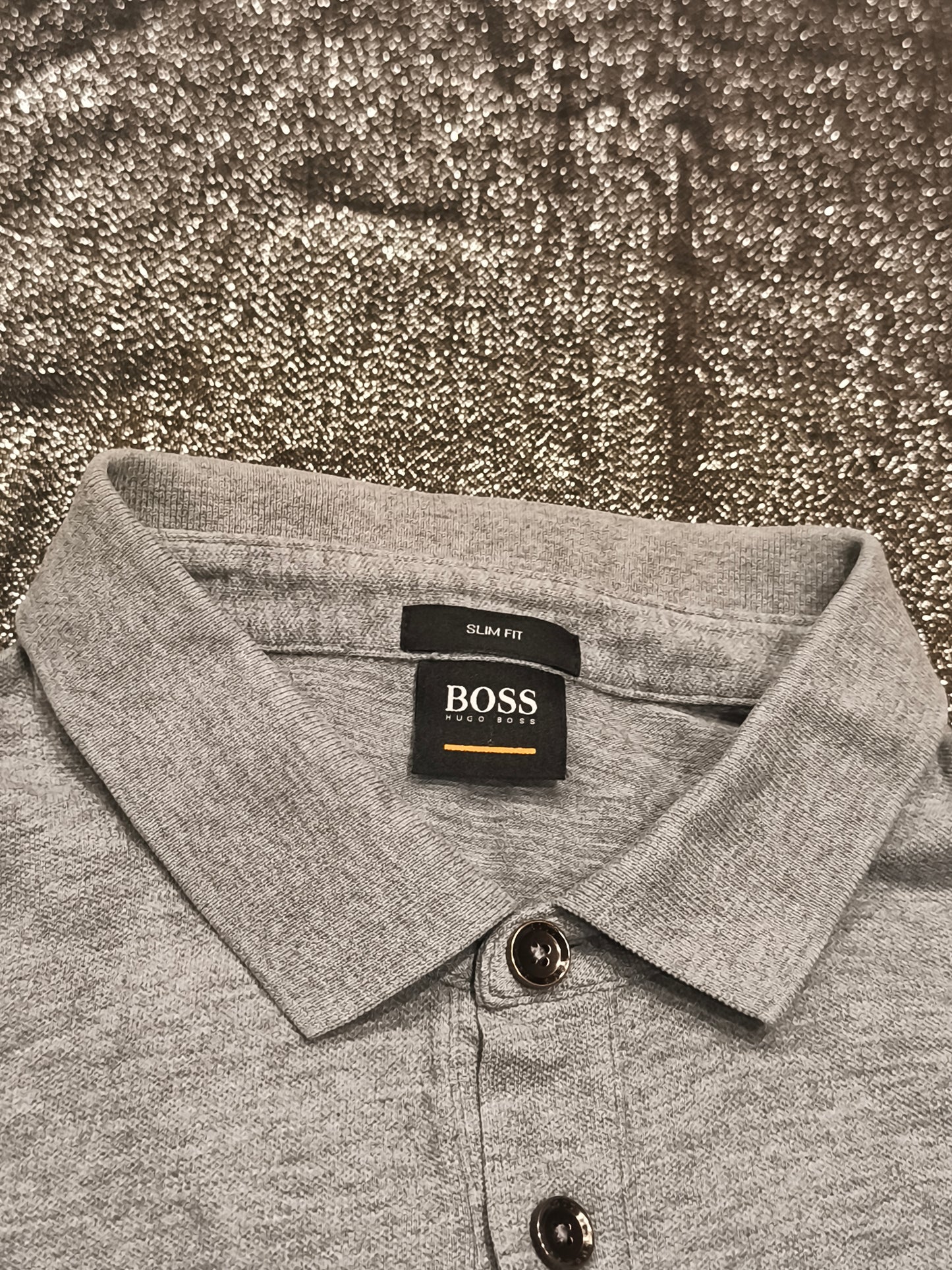 HUGO BOSS Men's Slim Fit Polo Shirt Grey Short Sleeve Cotton Piqué Size M Medium