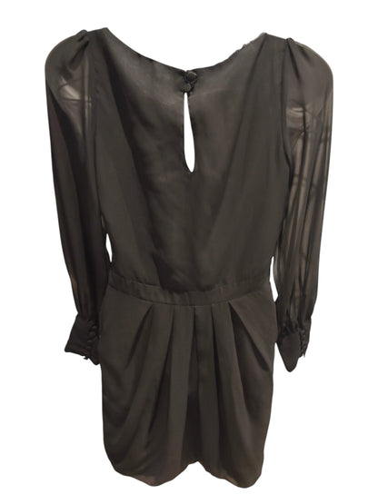 Atmosphere Black Chiffon Cocktail Dress - Sheer Lantern Sleeves Size 8/36 Mini