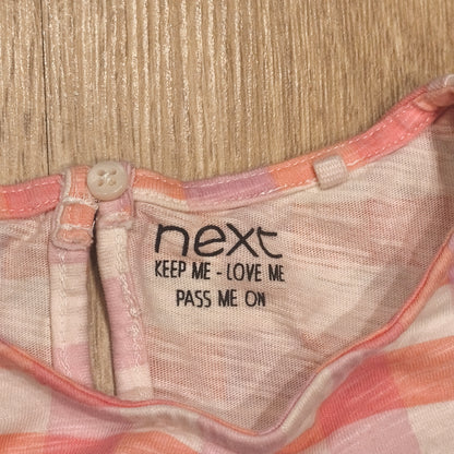 Next Girls Pink Gingham Check Top Sleeveless Peplum Ruffle 5-6 Yrs 116cm