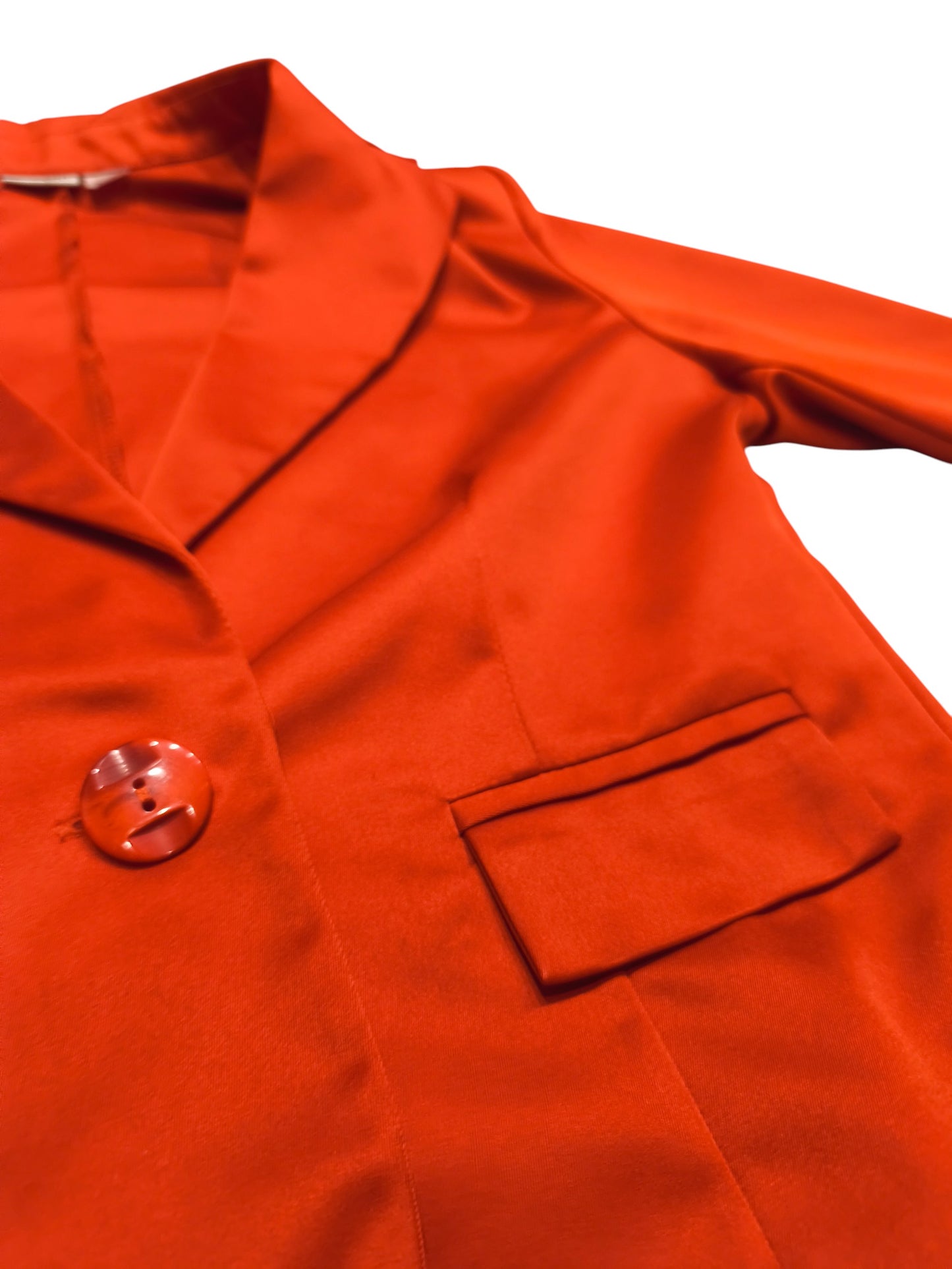 DAM-MIEL Red Blazer Jacket Women’s Size M Striped Lining Cuffs Caree