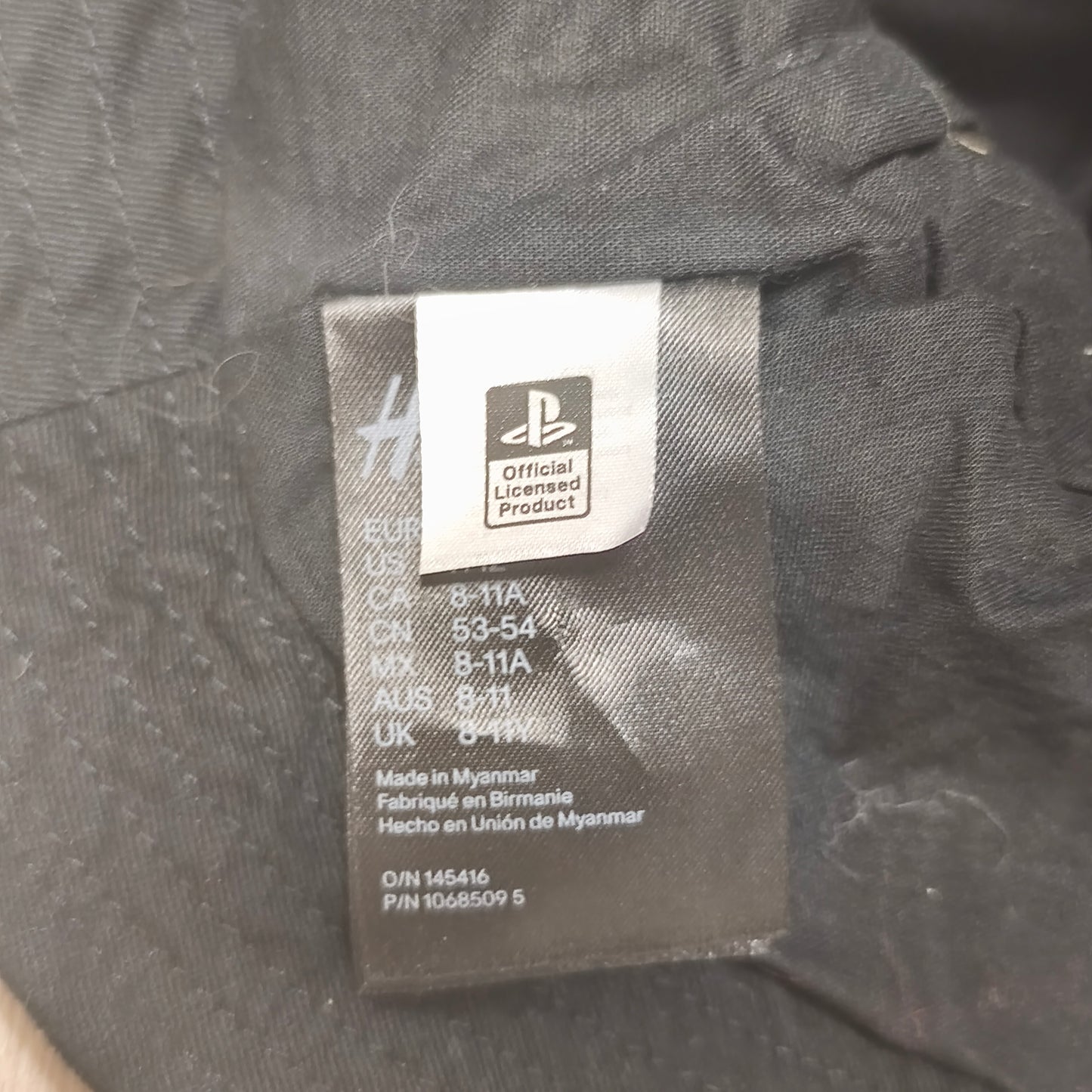 H&M PlayStation Black Embroidered Logo Bucket Hat Kids Youth Size 7-12 Yrs