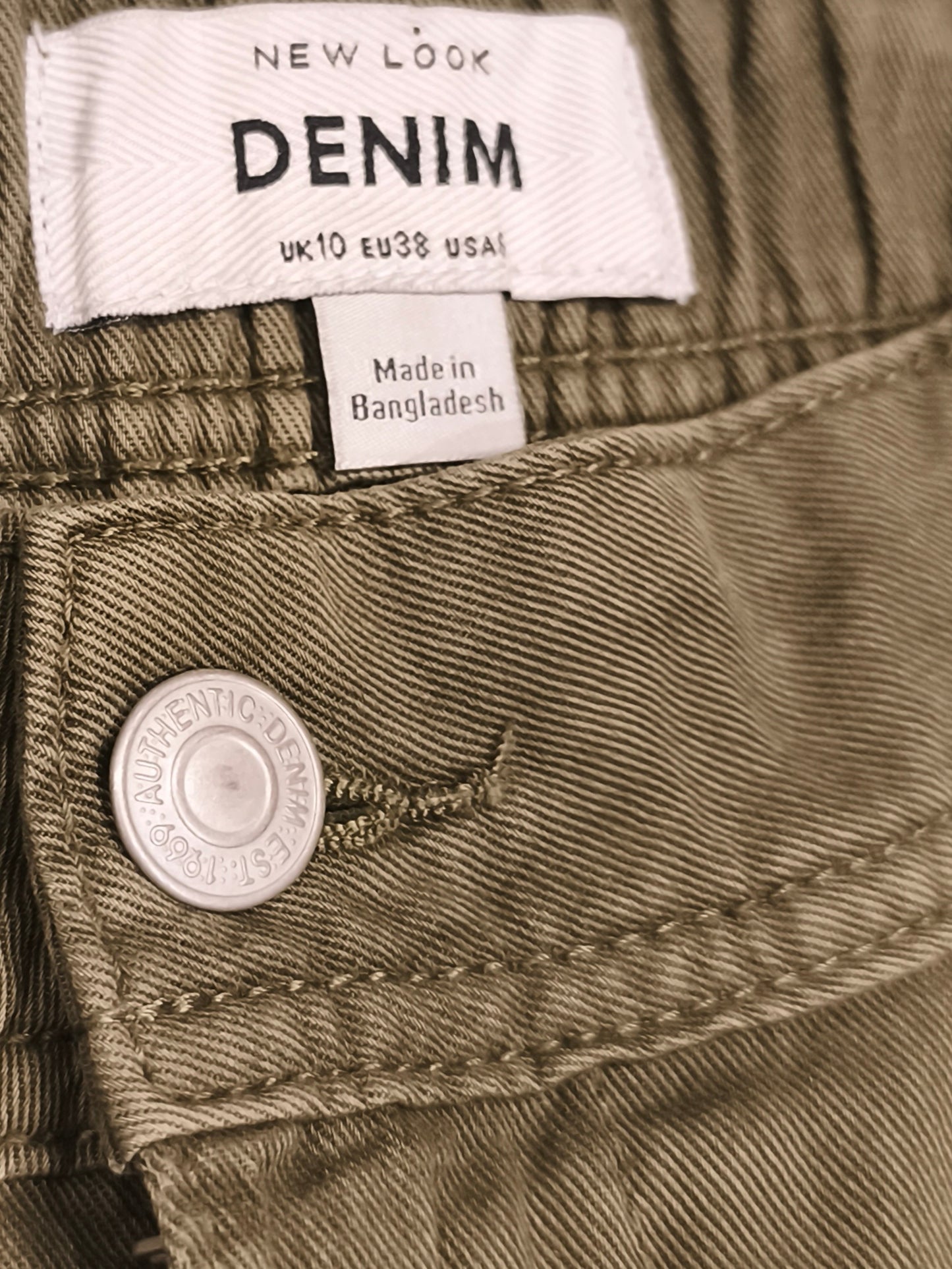 Detailed: New Look Khaki Green Denim Cargo Joggers Pants Womens UK 10 EU 38 US 6