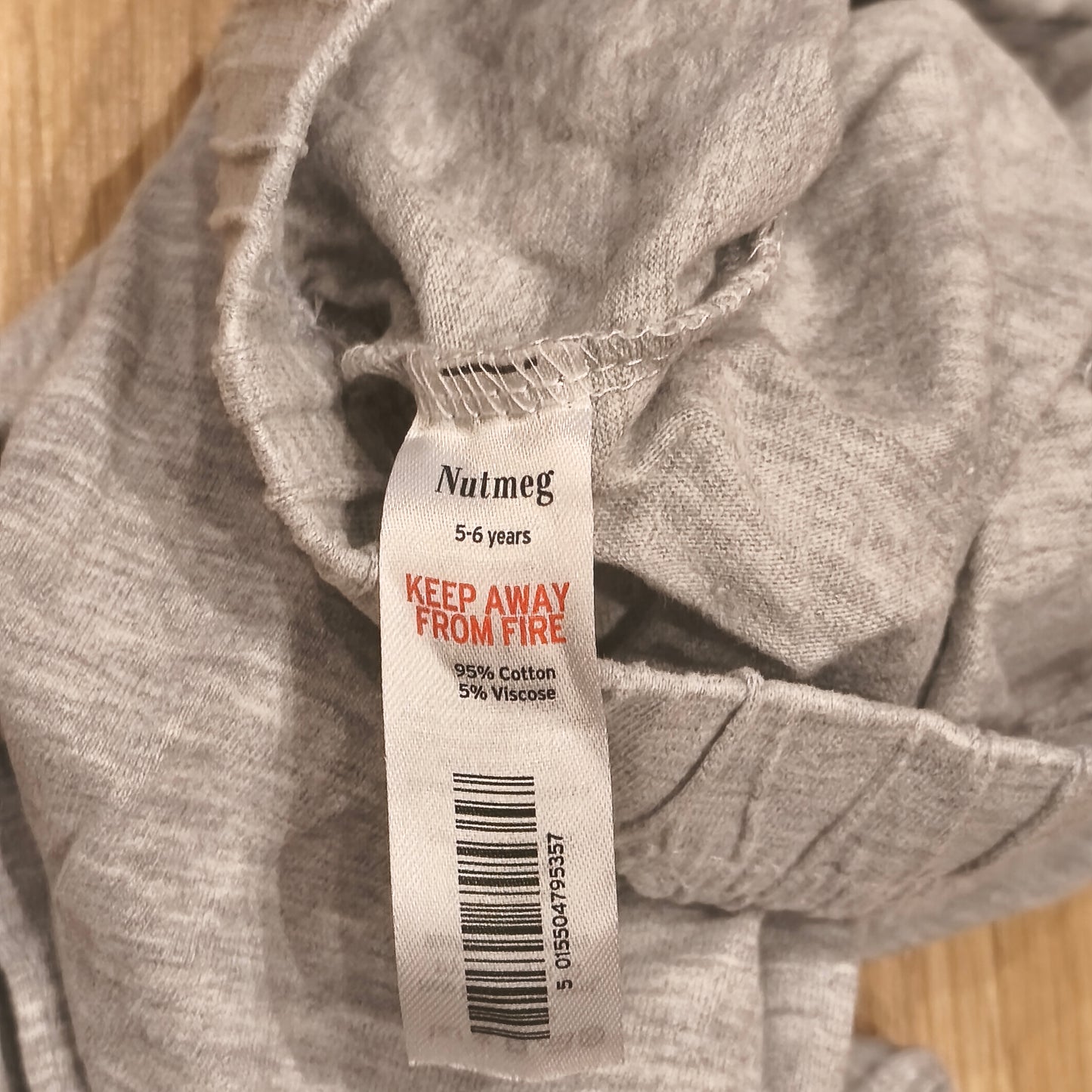 Nutmeg Grey Joggers Sweatpants Elastic Waist Cuffed Bottoms Pants Age 5-6 Years